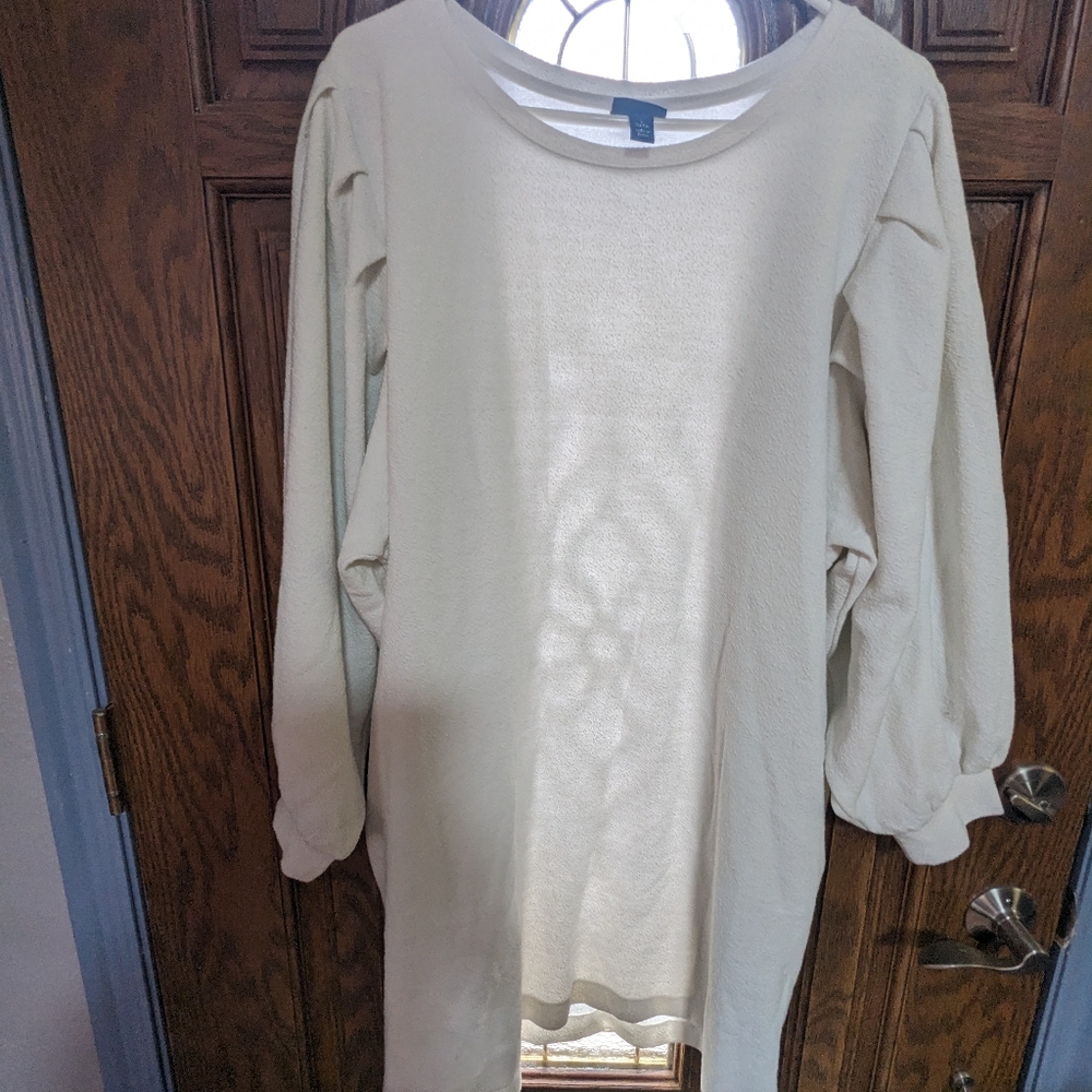Scoop Pleated Shoulder Sweater